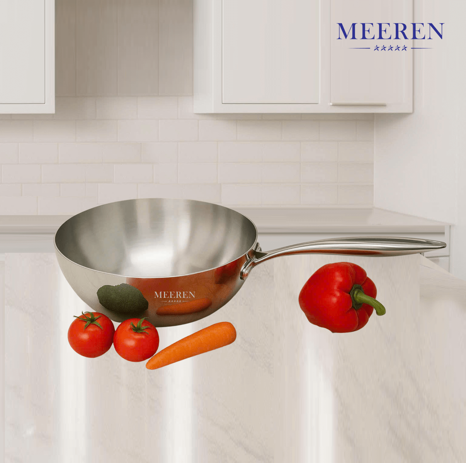 Chảo xào sâu lòng inox 3 lớp MEEREN MC-2402 size 24cm