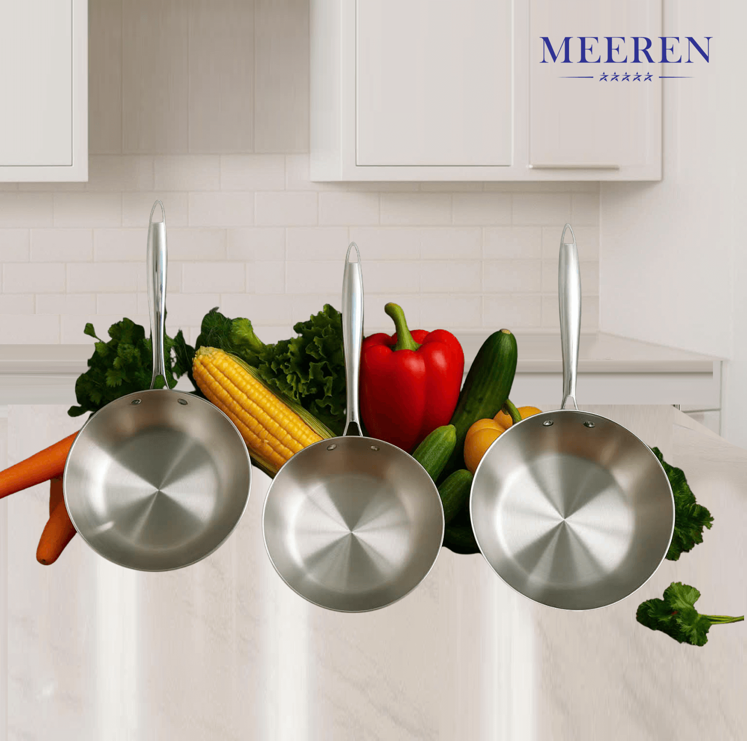 Chảo xào sâu lòng inox 3 lớp MEEREN MC-2802 size 28cm